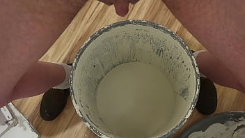 [XXX Piss Clip]: FTM Trans Boy Peeing in Janitor Paint Bucket